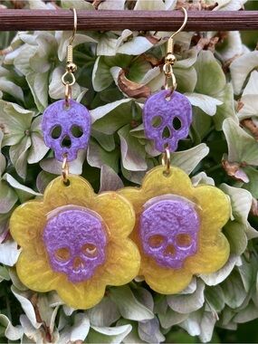 Floral Skull Earrings